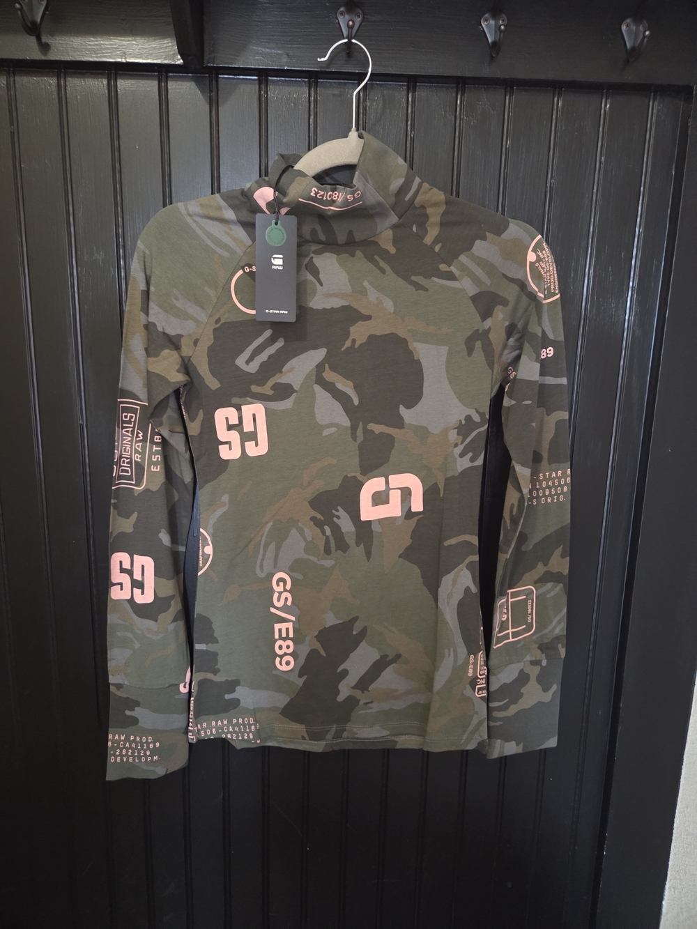 G-Star Camouflage Long Sleeve Tee with Pink Logos
